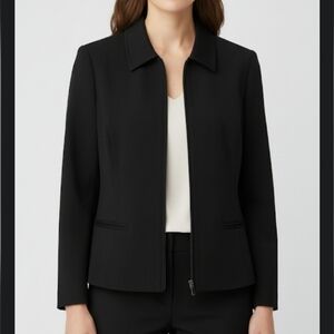 Talbots stretch Black Zip-Up Jacket blazer size 8 petite
